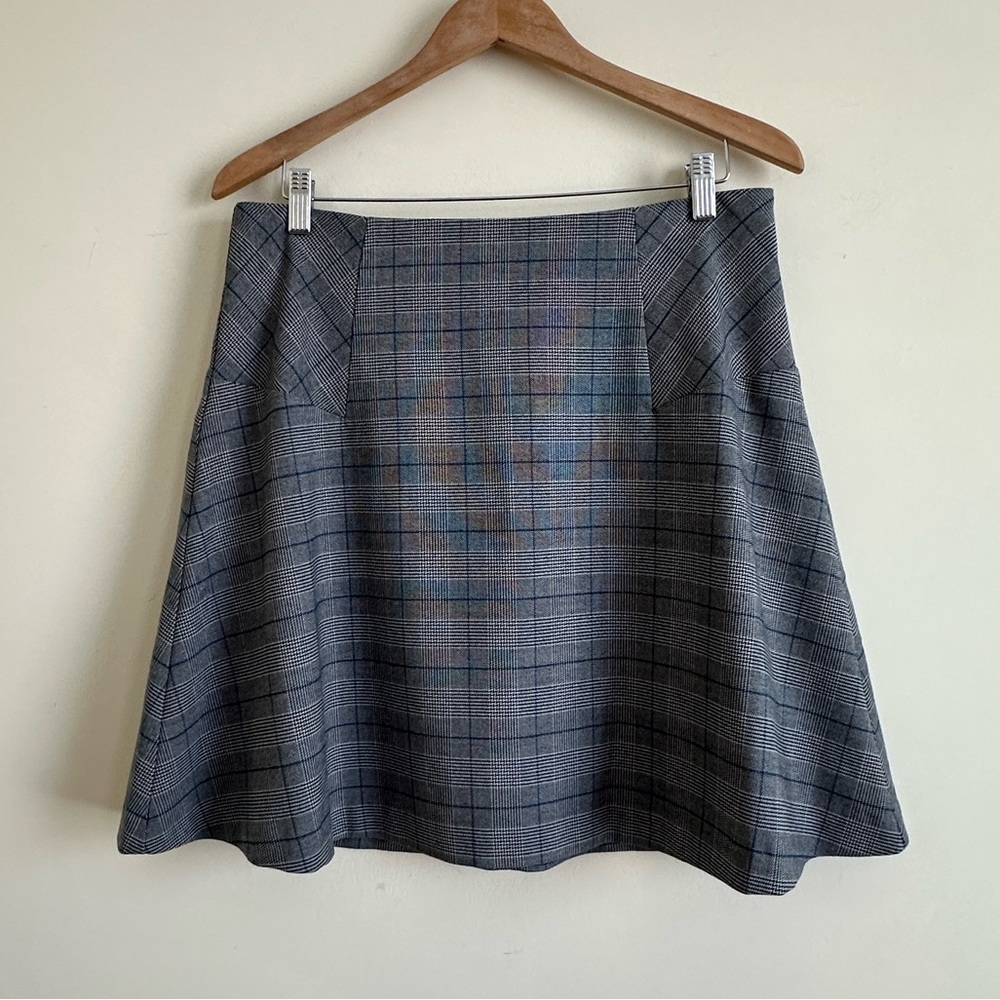 Loft Gray & Blue Plaid Skirt Size 10 NWT | Classic A-Line Career Preppy